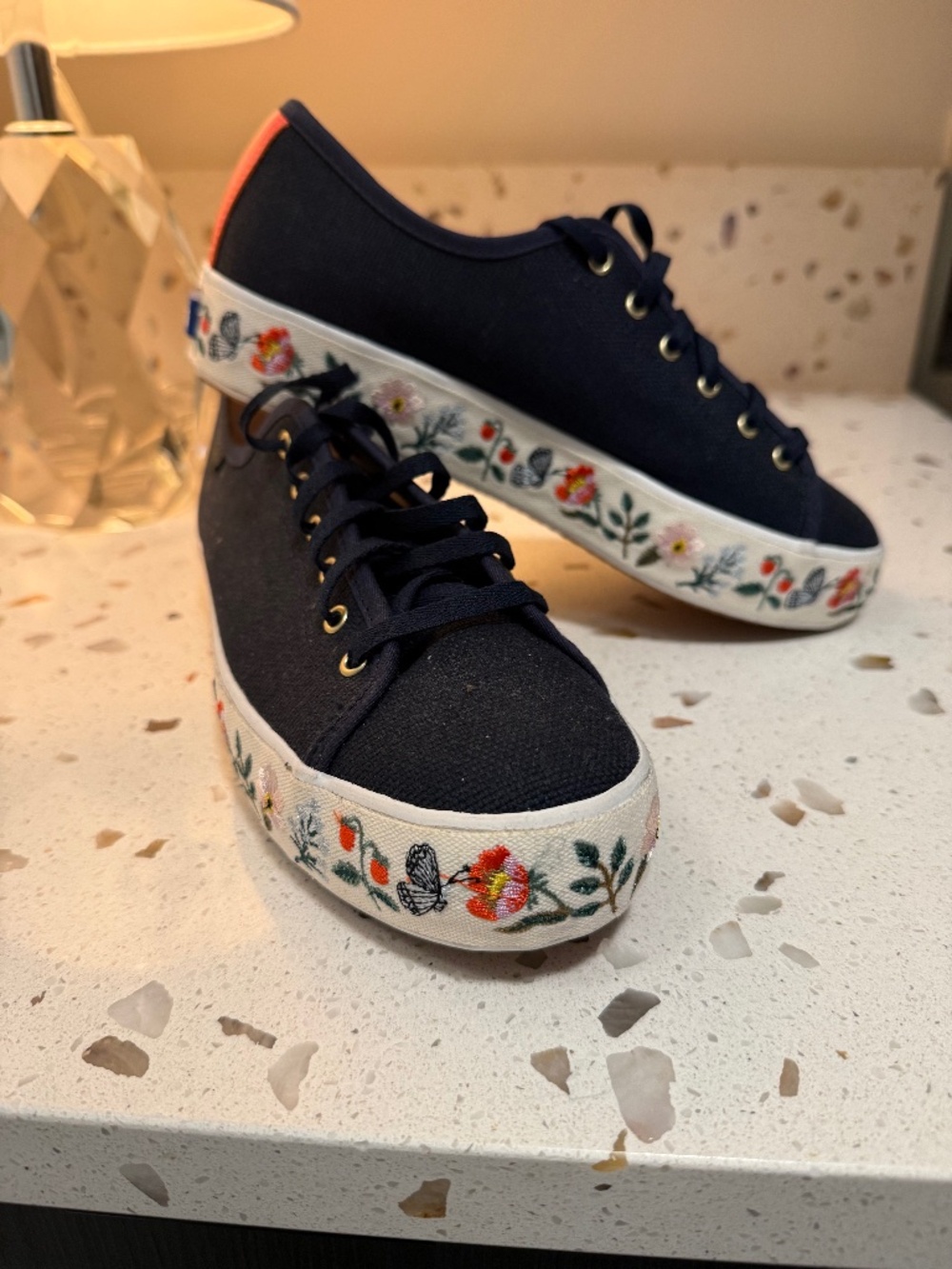 Keds "Rifle Paper Co" navy platform tennis shoes